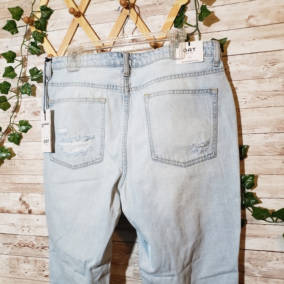 OAT New York High Rise Miami Light Wash Denim Jeans Boyfriend Raw Hem New NWT - Picture 9 of 10